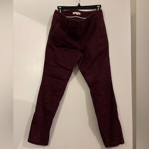 LOFT Ann Taylor Size 8P Marisa Skinny Crop Jean Burgundy Zip Ankle Pants